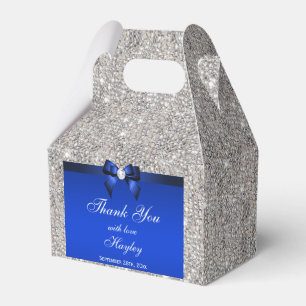 Noble silberne Paillette-blauer Bogen-Diamant Geschenkschachtel