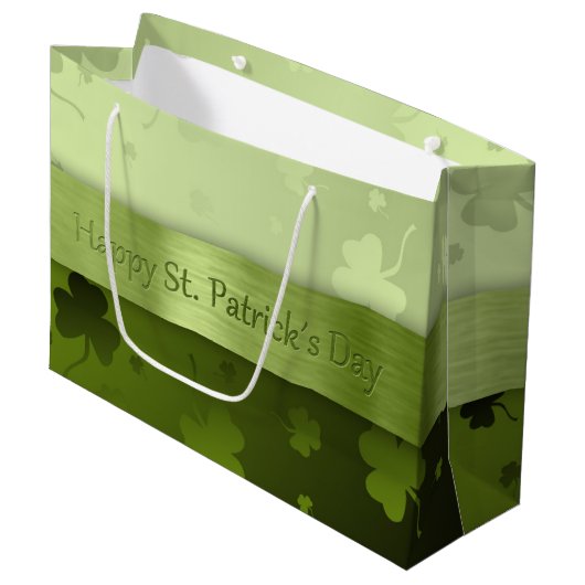Noble St. Patrick's Day Kleeblatts Große Geschenkt Geschenktüte (Vorderseite Schrägansicht)