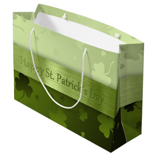 Noble St. Patrick's Day Kleeblatts Große Geschenkt Große Geschenktüte (Rückseite Schrägansicht)