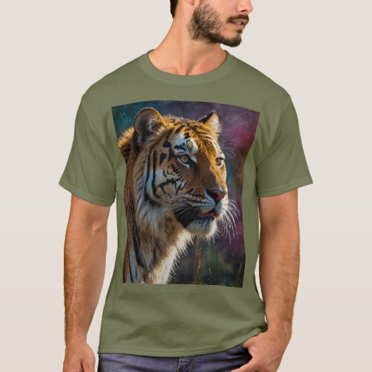 Noble Tiger Painterly Portrait T-Shirt (Vorderseite)