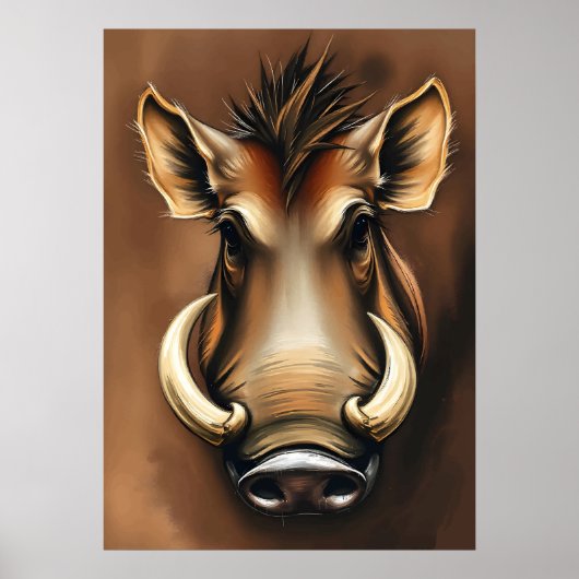 Noble Warthog Portrait - Afrikanische Tierkunst Poster (Vorne)