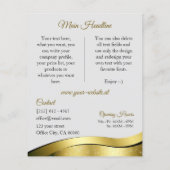 Noble Wavy Gold Dekoration auf hellgrauem Monogram Flyer (Hinten)
