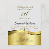 Noble Wavy Gold Dekoration auf hellgrauem Monogram Flyer (Vorne)