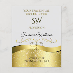 Noble Wavy Gold Dekoration auf hellgrauem Monogram Flyer