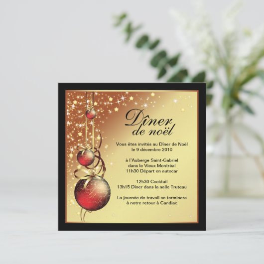 Noble Weihnachtskarten-Einladung Einladung (Stehend Vorderseite)