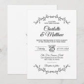 Noble weiße schwarze Wedding Einladung (Vorne/Hinten)