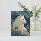 Noble White Wolf in Midnight Mountain Range Postkarte (Stehend Vorderseite)