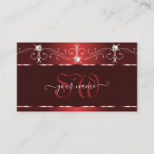 Noble Wine Red Squiggles Sparkle Diamonds Monogram Visitenkarte (Vorderseite)