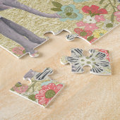 Nobler Aquarell-Elefant-Blumenrahmen-Goldfolie Puzzle (Seite)