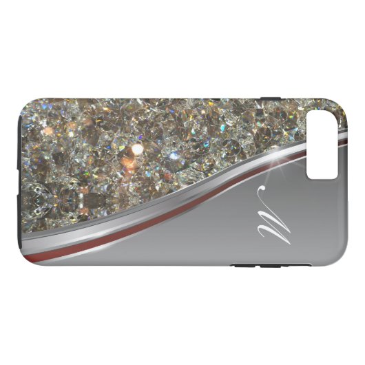 Nobler Bling Monogramm-Entwurf Case-Mate iPhone Hülle (Rückseite (Horizontal))