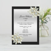 Nobler Blumendiamant-Edelstein-Geburtstag Einladung (Stehend Vorderseite)