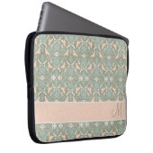 Nobler Blumenmonogramm-Damast Laptopschutzhülle (Vorne Rechts)