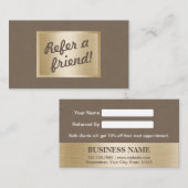 Nobler Brown Leder-u. Goldaufkleber der Empfehlungskarte (Vorne/Hinten)