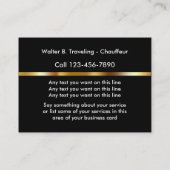 Nobler Fahrer-oder Limousinen-Service Visitenkarte (Rückseite)