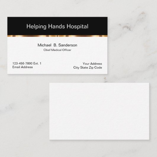 Nobler Krankenhaus-leitender Oberarzt Visitenkarte (Vorne/Hinten)