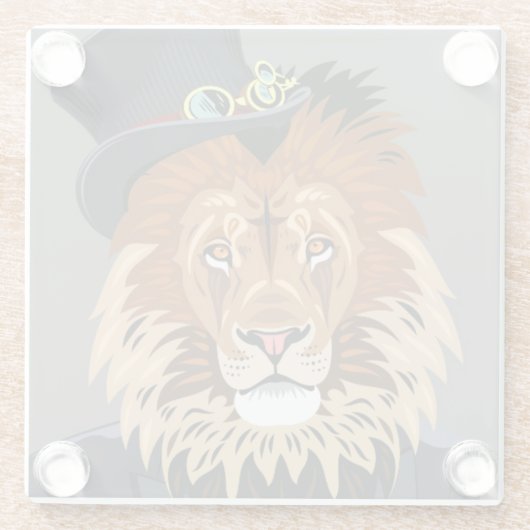 Nobler Löwe Glasuntersetzer (Rückseite)