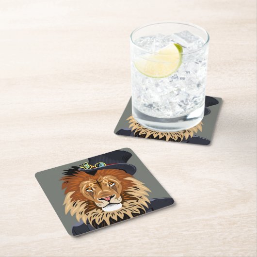 Nobler Löwe Rechteckiger Pappuntersetzer (Vor Ort)