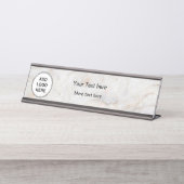 Nobler Marmorblick addieren Ihr Logo Schreibtischnamensplakette (Vorderseite )