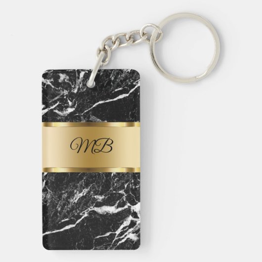 Nobler Monogramm-Marmor-Stein-Blick Schlüsselanhänger (Rückseite)