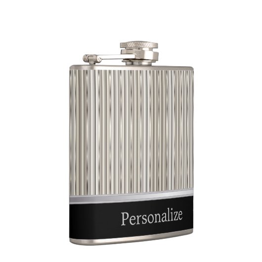 Nobler multi silberner Streifen-Entwurf Flachmann (Rechts)