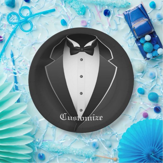 Nobler personalisierter Tuxedo Pappteller (Party)