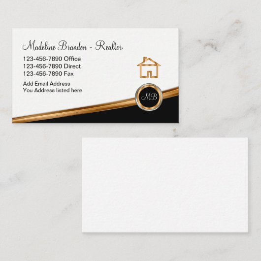 Nobler Realtor-wirkliches Anwesen-Thema Visitenkarte (Vorne/Hinten)