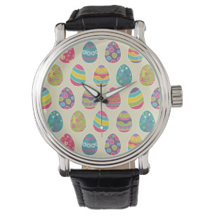 Nobler Retro Osterei-glücklicher Ostern-Tag Armbanduhr