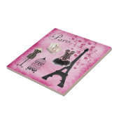 Nobler rosa schwarzer Paris-Mode-Eiffelturm Fliese (Seite)