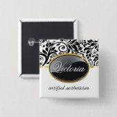 Nobler Salon-Namensschild Button (Vorne & Hinten)