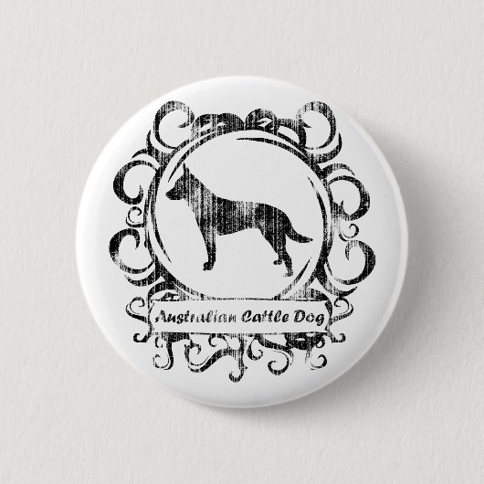 Nobler verwitterter australischer Vieh-Hund Button (Vorderseite)