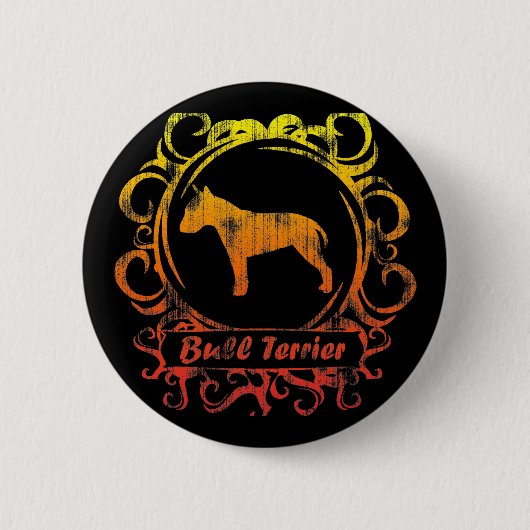 Nobler verwitterter Bullterrier Button (Vorderseite)