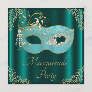 Nobles aquamarines Masken-Maskerade-Party Einladung