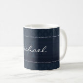 Nobles dunkles Marine-Blau-Gewohnheits-Monogramm Kaffeetasse (VorderseiteRechts)