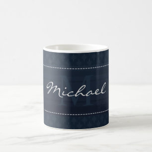 Nobles dunkles Marine-Blau-Gewohnheits-Monogramm Kaffeetasse