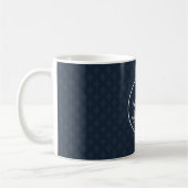 Nobles dunkles Marine-Blau-Gewohnheits-Monogramm Kaffeetasse (Links)