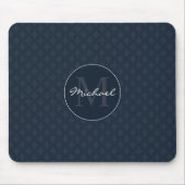Nobles dunkles Marine-Blau-Gewohnheits-Monogramm Mousepad (Vorne)