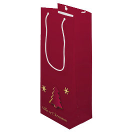 Nobles elegantes Goldroter Weihnachtsbaum Geschenktüte Für Weinflaschen