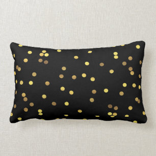 Nobles Goldfolieconfetti-Schwarzes Lendenkissen