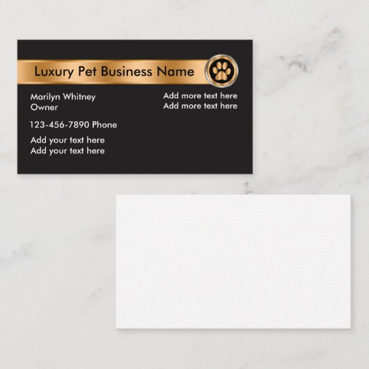 Nobles Haustier-Geschäft oder Service Visitenkarte (Vorne/Hinten)