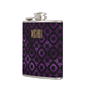 Nobles Lila, schwarz und Gold Flachmann (Links)