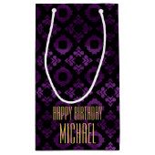 Nobles Lila, schwarz und Gold Kleine Geschenktüte (Rückseite)