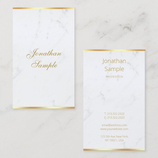 Nobles Marmorgoldmodernes handgeschriebenes Visitenkarte (Vorne/Hinten)