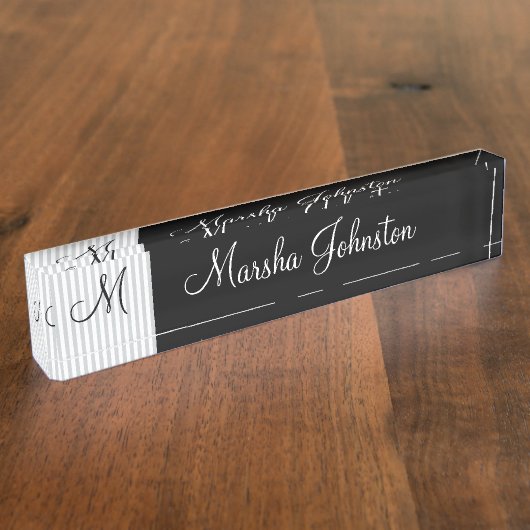 Nobles modernes Monogramm Namensplakette (Seite)