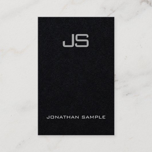 Nobles Monogramm-erstklassiges schwarzes Visitenkarte (Vorderseite)