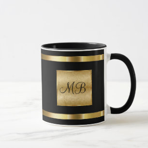 Nobles Monogramm-Gold und schwarze Farbe Tasse