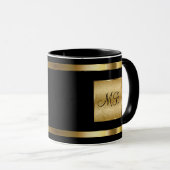 Nobles Monogramm-Gold und schwarze Farbe Tasse (VorderseiteRechts)