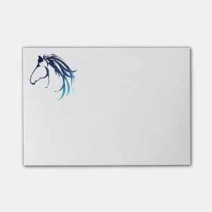 Nobles Pferdekopf-Logo in den Schatten des Blaus Post-it Klebezettel