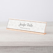 Nobles Rosen-Goldweißes modernes Schreibtischnamensplakette (Vorderseite )