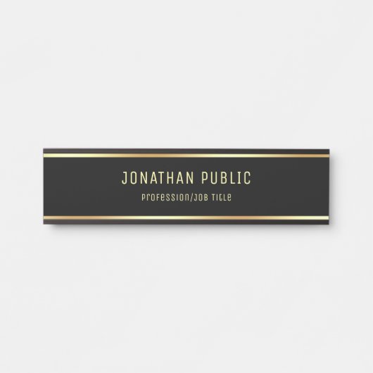 Nobles Schwarz-und Goldmodernes hoch entwickeltes Türschild (Vorderseite )