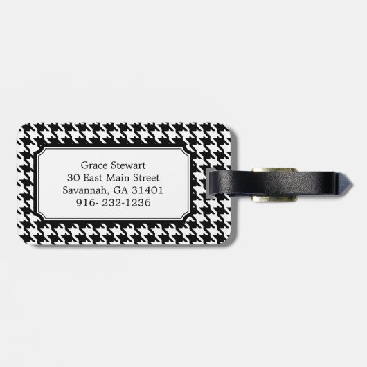 Nobles Schwarz-weißes Gepäckanhänger (Rückseite horizontal)